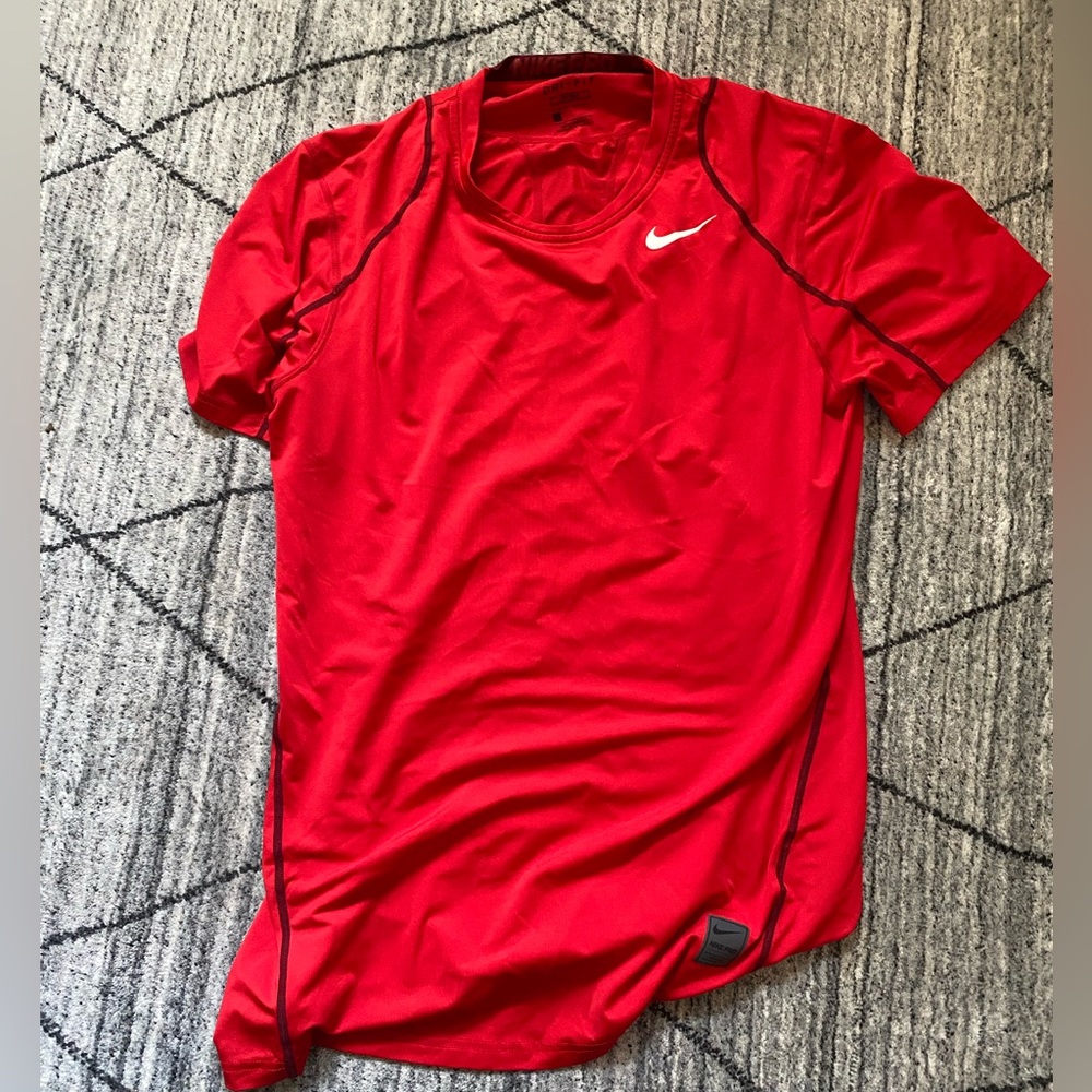 Red Nike Pro Dri-Fit Tee. Size Small